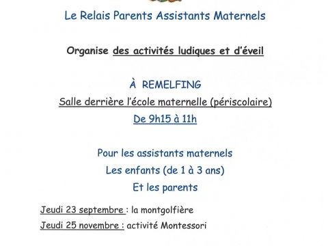 Rémelfing Programme d'activités du Relais Parents Assistants Maternels