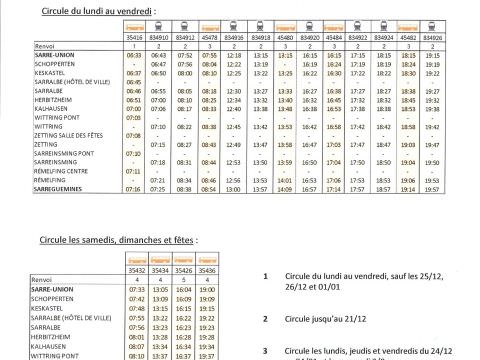 Rémelfing Modifications horaires ligne Sarre-Union-Sarreguemines