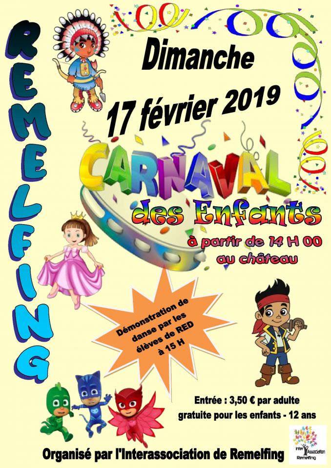 Bal Carnaval des enfants le dimanche 17 février 2019 à partir de 14h00