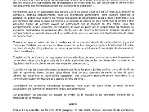 Rémelfing Arrêté du 15/04/2020 concernant diverses mesures.