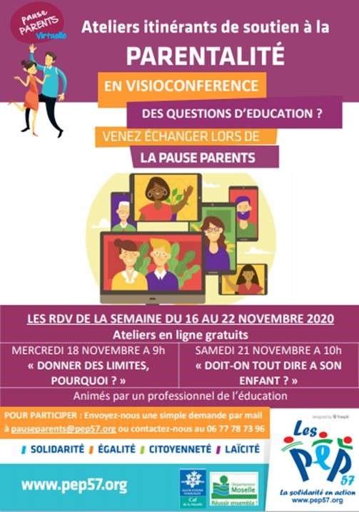 Atelier pause parents - les PEP57- semaine du 16 au 22 novembre 2020