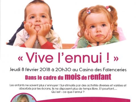 Conférence Débat "Vive l'ennui" Conférence Débat "Vive l'ennui"