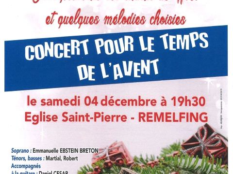Concert le 4 décembre 2021 à l'église Saint Pierre de Rémelfing