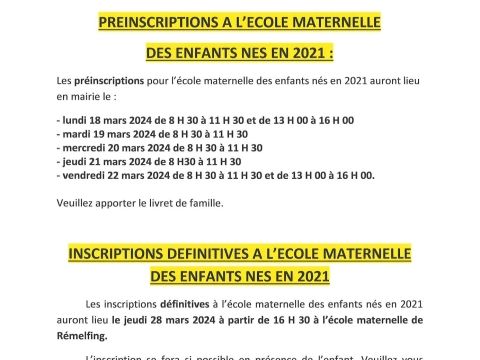 Image Préinscriptions à l'école maternelle