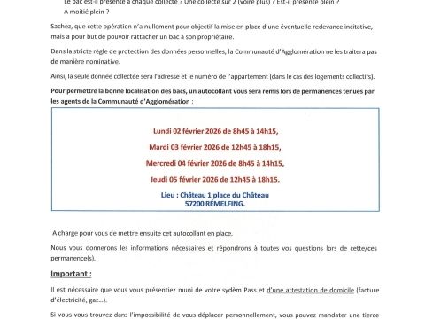 Distribution des autocollants d’identification des bacs