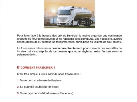 Commande groupée de fioul
