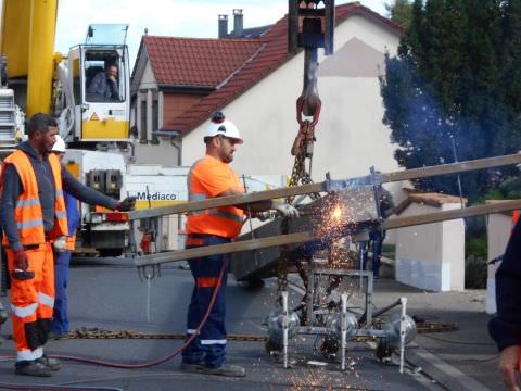 Rémelfing "Les Hauts de Sarre": Démontage de la ligne HTA